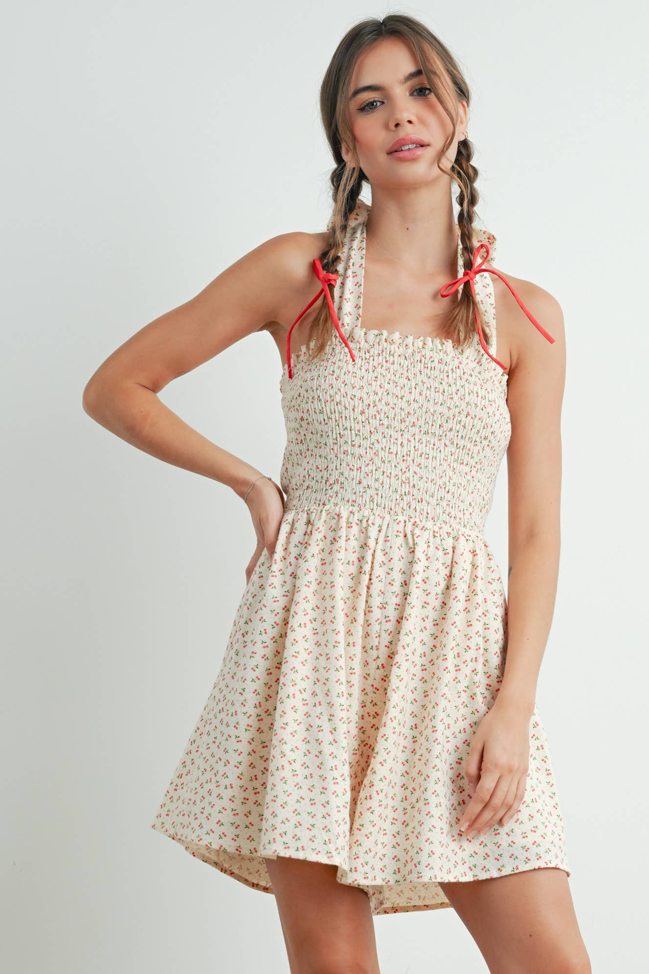 BUTTERMELON - Wholesale Dress - Women's - Classic Ditsy Mini Dress - BMR767215