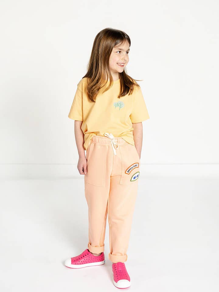 Kids' Organic Cotton Pink Sweatpants for wholesale by Crann Organic