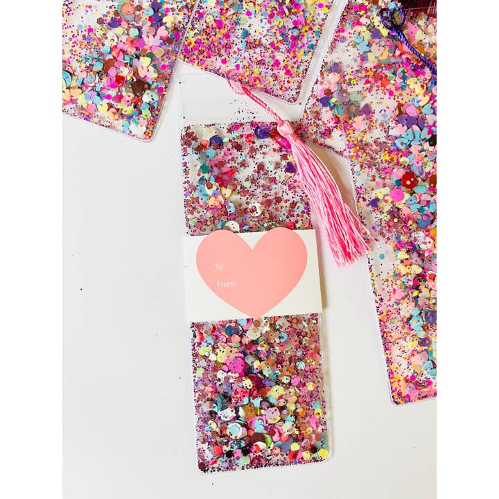 Coloring Home - Wholesale Bookmark - Valentine’s Day Heart Glitter Shaker Bookmark