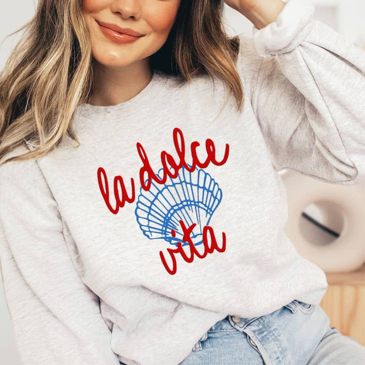 PUFF PRINT La Dolce Vita Sweatshirt Italian Summer Girl for wholesale by P E T I T R U E