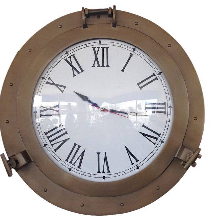Horloge de hublot décorative en laiton antique 24" » pour la vente par Hampton Ironworks