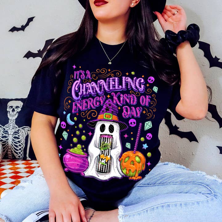 It's a Channeling Energy Kinda Day T-Shirt | Trendy Halloween Shirt | Fast Shipping | Super Soft Shirts for Men/Women/Kid's for wholesale by Red Dirt Transfers