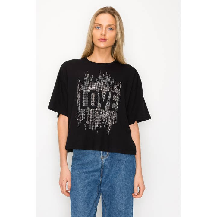 LOVE Rhinestone Crop Top for wholesale by Maryclan