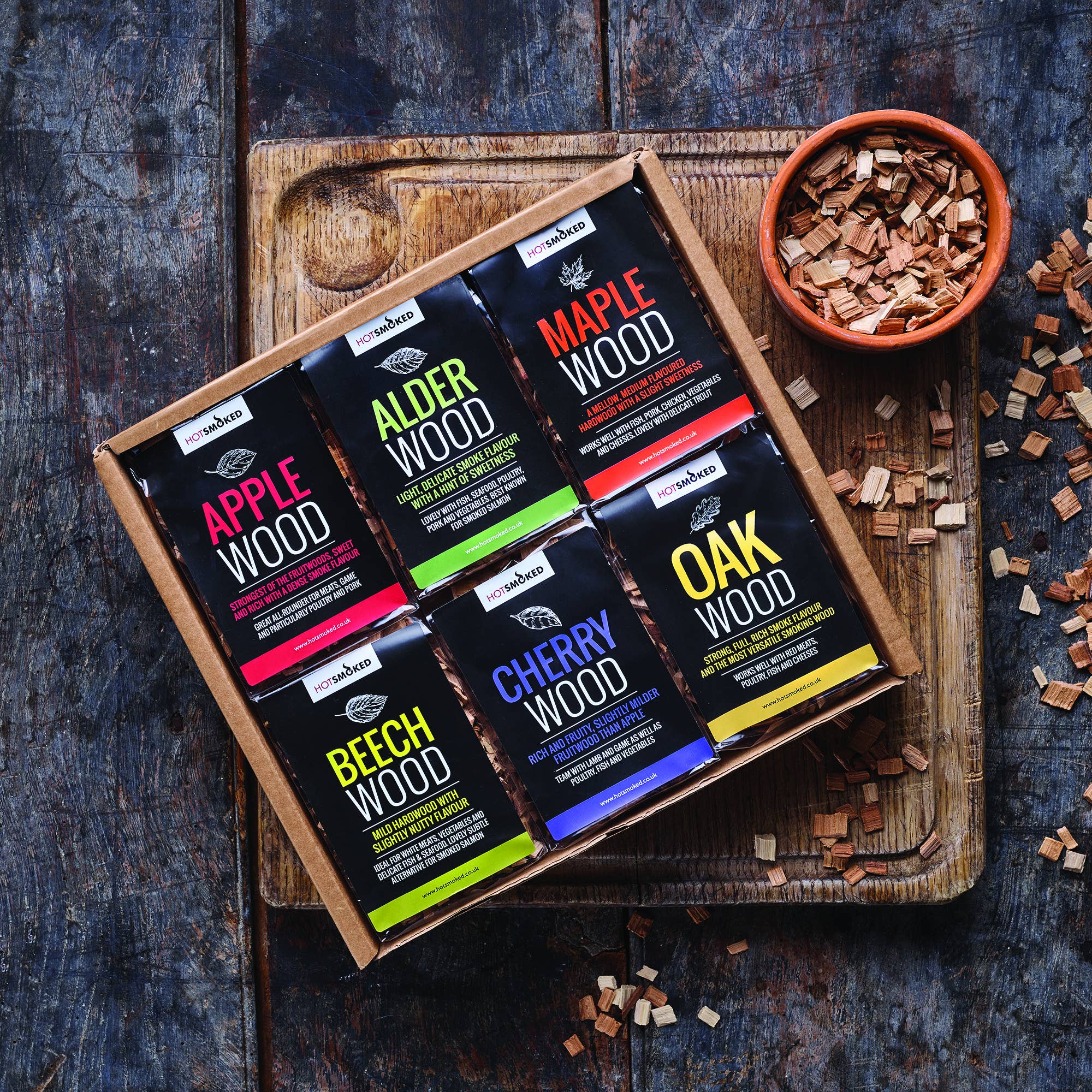 Hot Smoked – wholesale BBQ sauce – BBQ Smoking Chips Sampler3