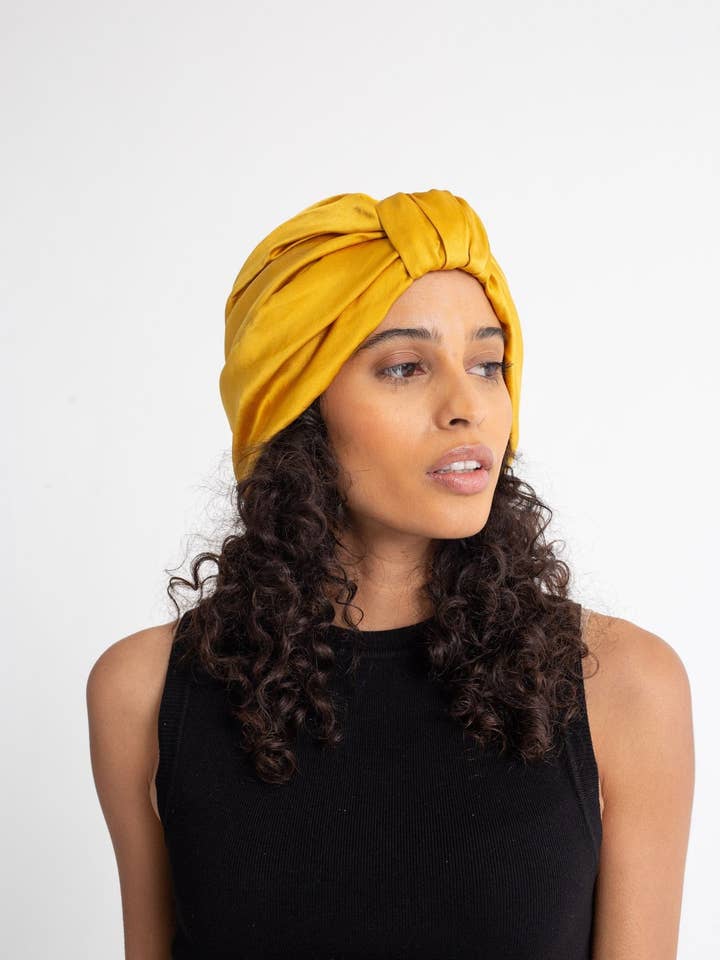 All Silk Turban - Mustard for wholesale by Grace Eleyae Inc.