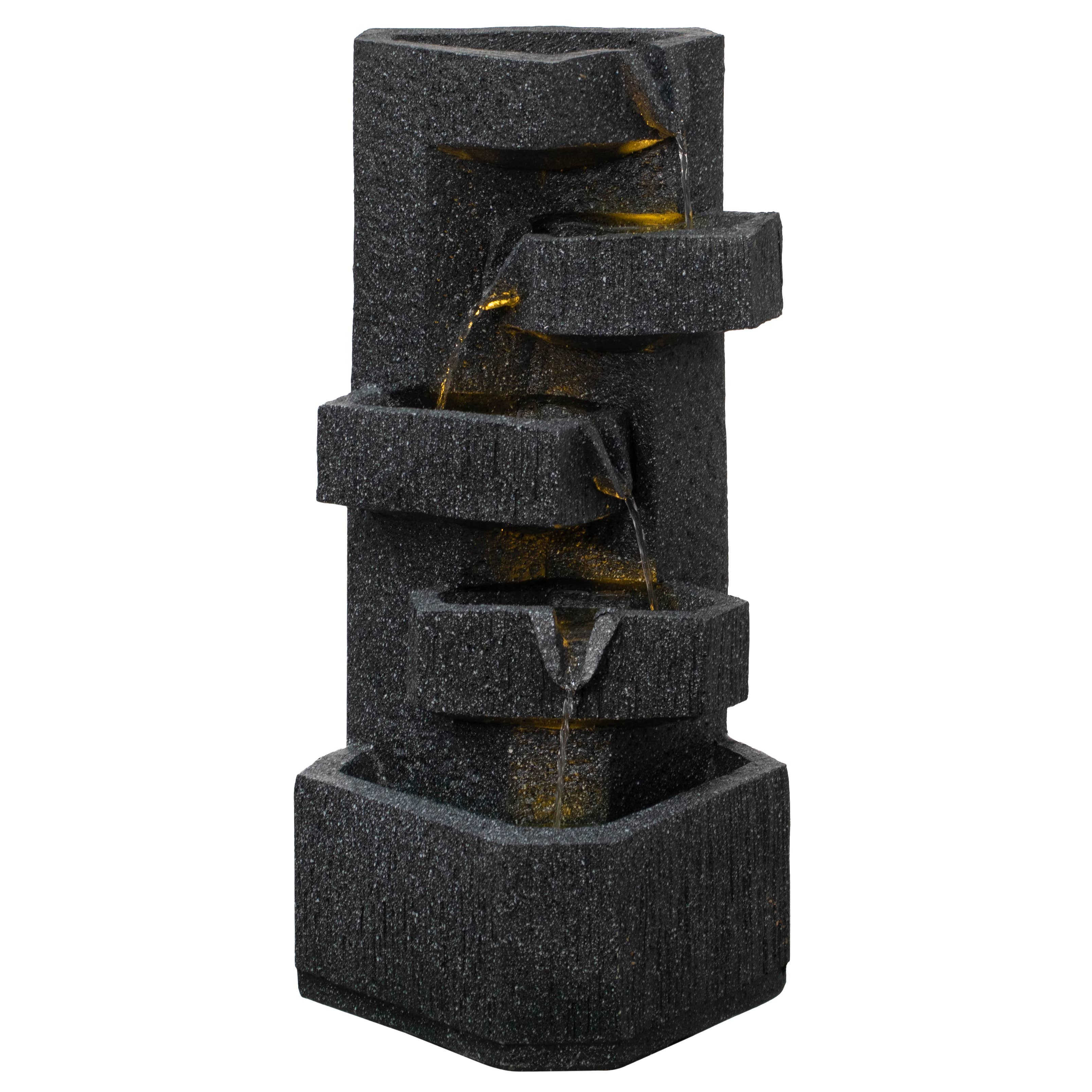 Quickway Imports - Wholesale Outdoor Ornament/Decor - Decorative Rock Look Water Fountain with LED Lights11