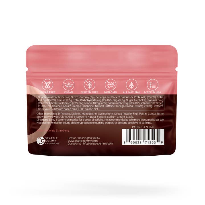 Seattle Gummy Company - Wholesale Oral Supplement/Vitamin - Mocca Shots Energy Gummies SUGAR FREEÂ | 12-Pack, Strawberry