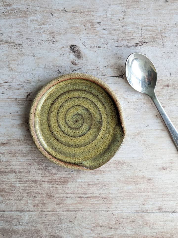 MOSS mini stoneware spoon rest, teaspoon rest for wholesale by Jess McCormick Pottery