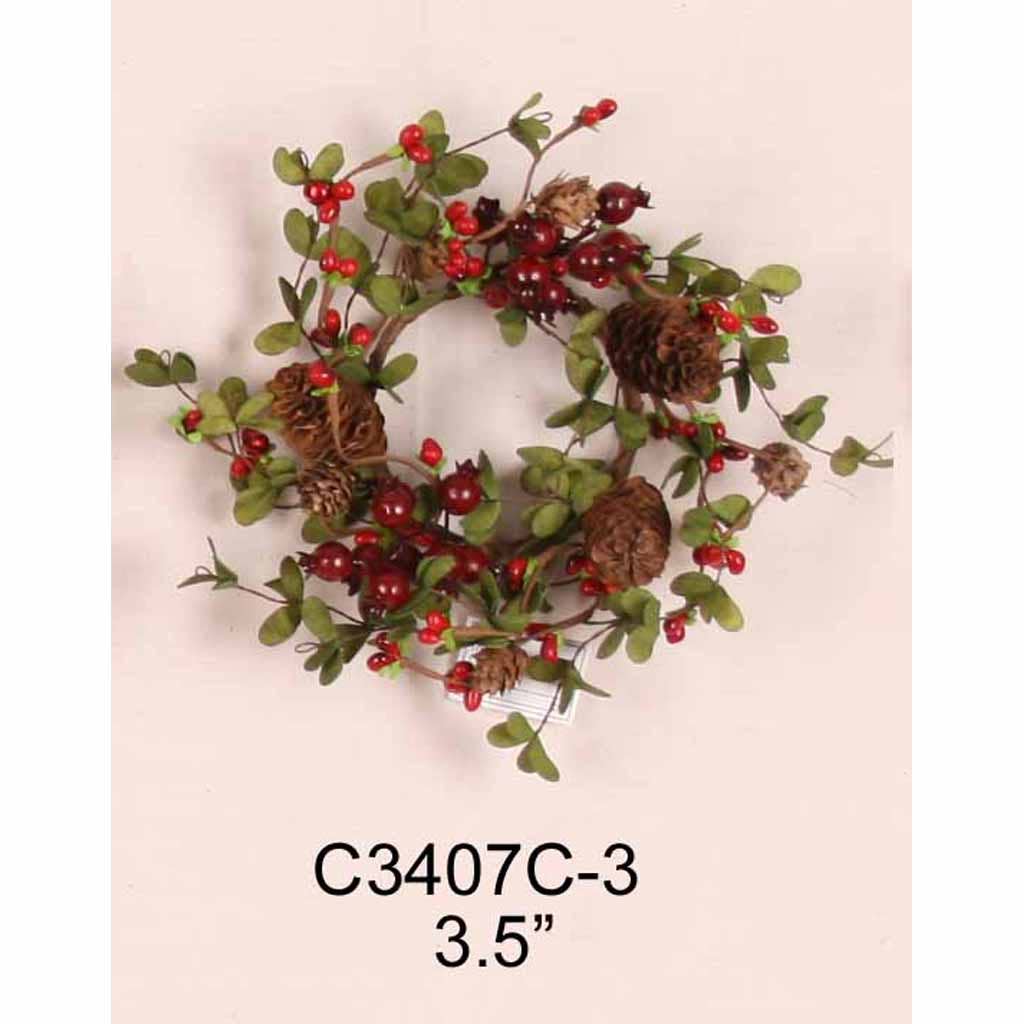 Tellon Investment & Trade - Wholesale Wreath - Rustic 3.5" Artificial Candle Ring Wreath Home Decor0