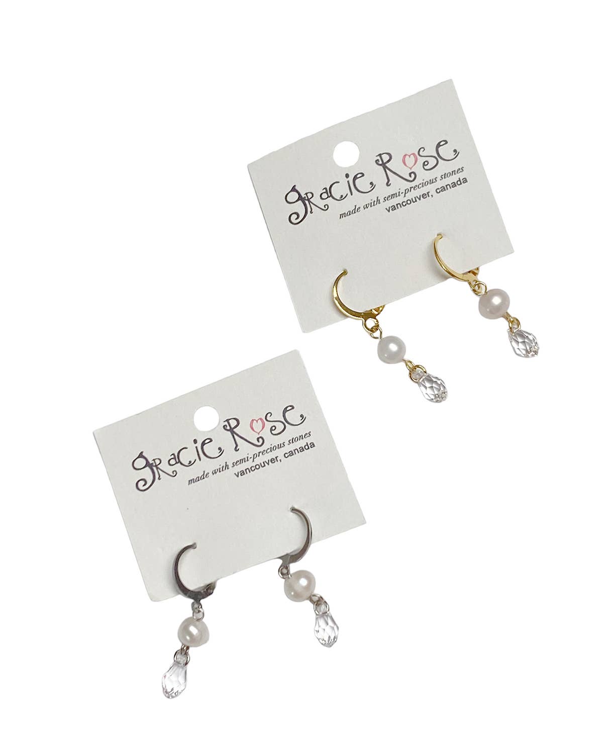 Gracie Rose Designs - Vente Boucles d'oreilles pendantes - Boucles d'oreilles Swarovski Minimalist Bride avec perles d'eau douce2