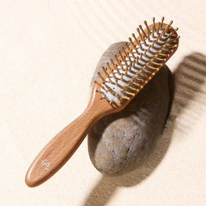 Massage hairbrush elongated with wooden pins and knobs for wholesale by Fa brushes
