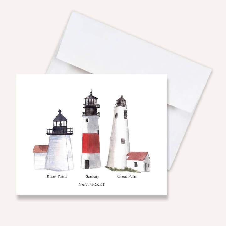 Tarjetas de notas plegables de Nantucket Lighthouses para venta al por mayor de The Muddy Dog