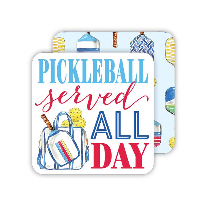 RosanneBeck Collections - Wholesale Coasters - Handpainted Pickleball Served All Day Paper Coaster