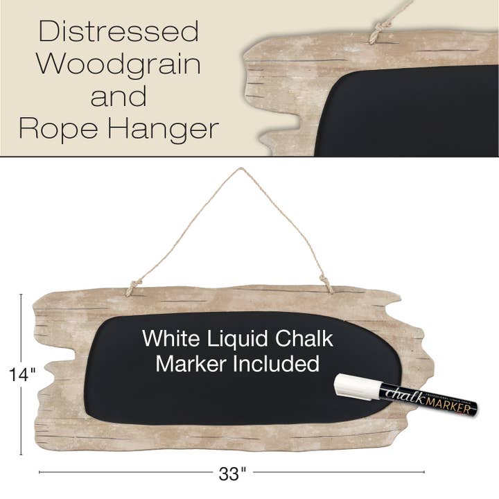 Rustic Barnwood Wall Mounted Hanging Chalkboard Sign 33"x14" for wholesale by Excello Global Products