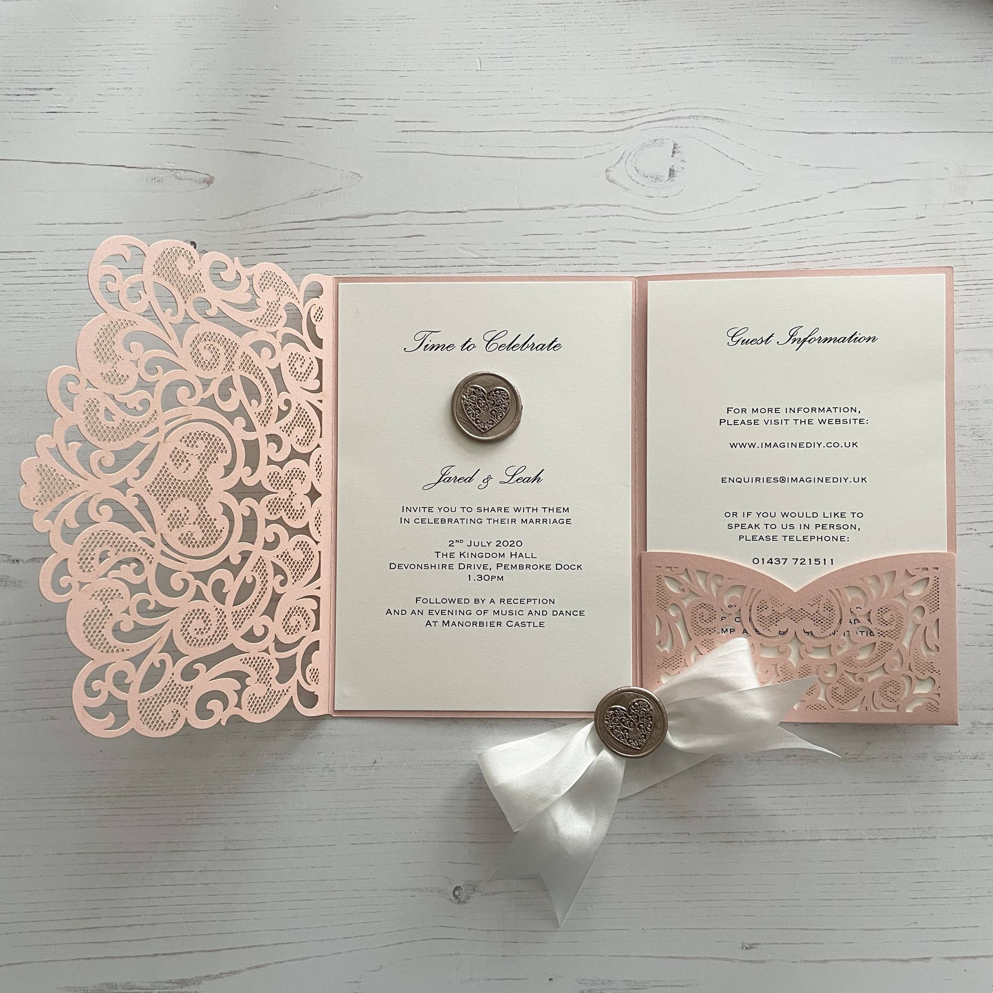 Imaginediy – wholesale Invitations – Amelie Laser Cut Pocket Invitation in Blush Pink3