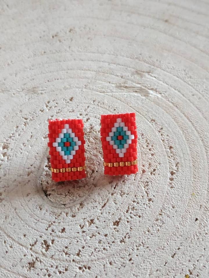 Rhombus Evil Eye post Earrings for wholesale by Kalliopi P. Giannoula - Poppygshop