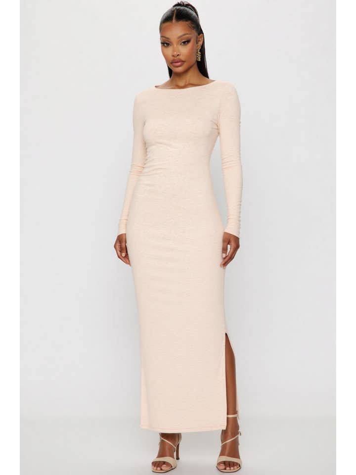 5besties inc - Wholesale Dress - Women's - LOW BACK MAXI DRESS WITH SLIT1