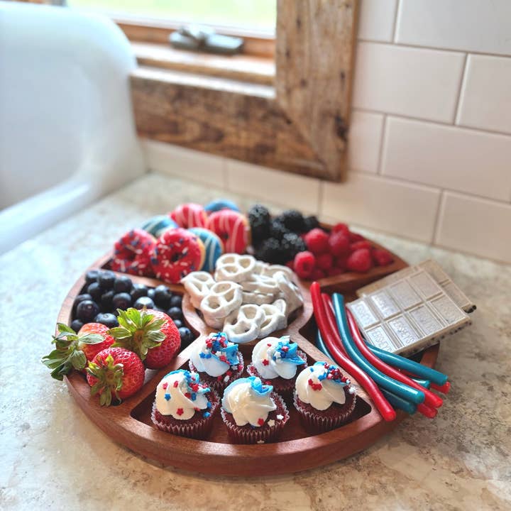 Made Market Co. - Wholesale Serving Tray - Small Divided Round Wood Tray 4