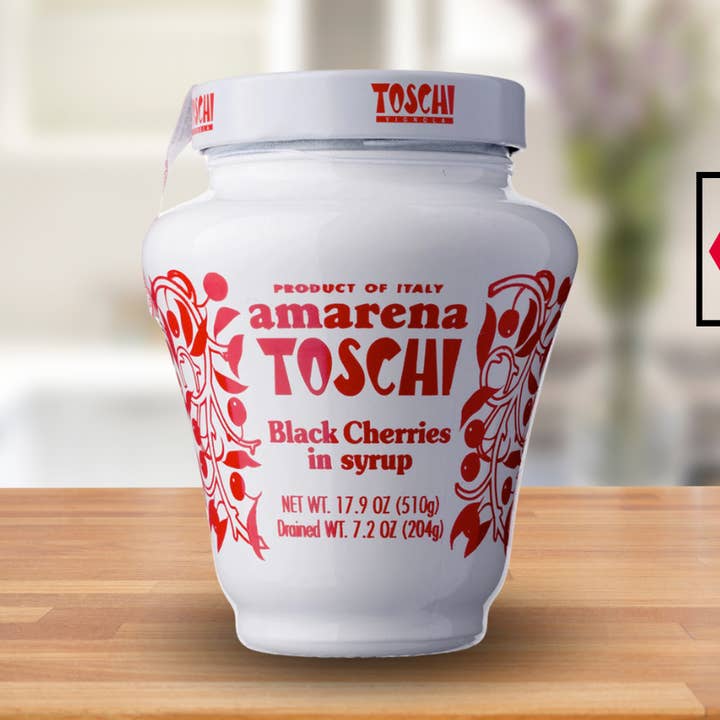 Toschi Amarena Black Cherries in Syrup – 17.9 oz (6 units) for wholesale by Casacella Foods