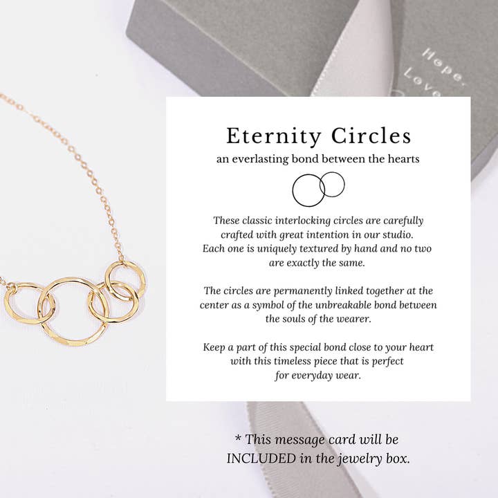 hope love shine - Vendita all'ingrosso Collana con ciondolo/pendaglio - Collana con 4 anelli in oro e argento - Regalo di gioielli per quattro sorelle4