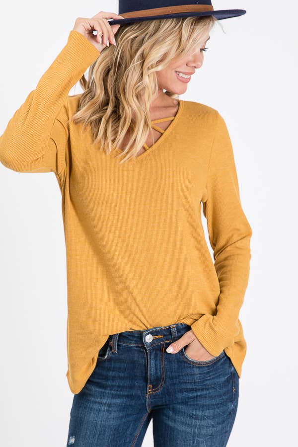 lovely melody – wholesale Stickad topp - Dam – LMT1155-Thermo Crisscross Stickad topp8