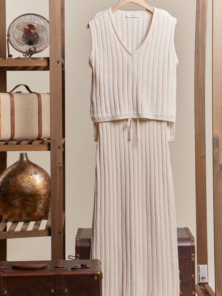 Ivory Hi Low V neck Sleeveless Top for wholesale on Faire