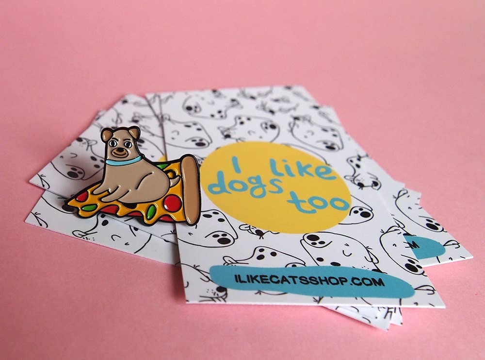 I LIKE CATS – wholesale Lapel pin/button – Pizza Dog Enamel Lapel Pin1