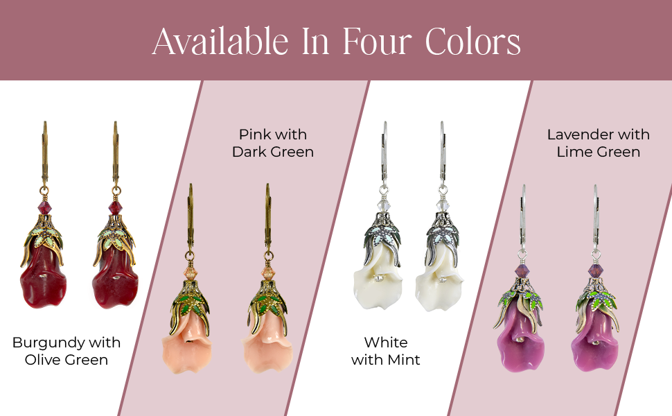 NoMonet - Vente Boucles d'oreilles pendantes - Fairyland : boucles d'oreilles florales paisibles avec feuilles peintes à la main6