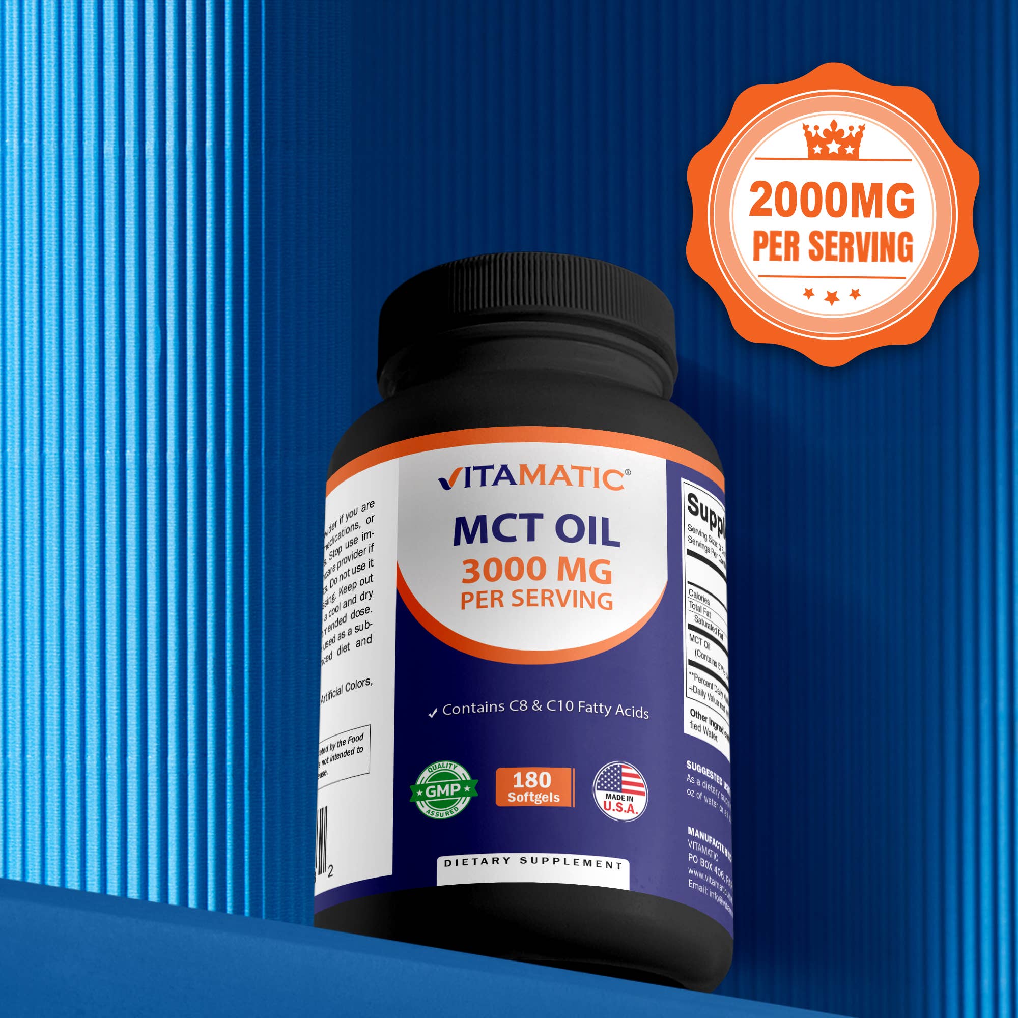 Vitamatic – wholesale Oral supplement/vitamin – Vitamatic MCT Oil Softgels 3000mg | 180 Softgels4