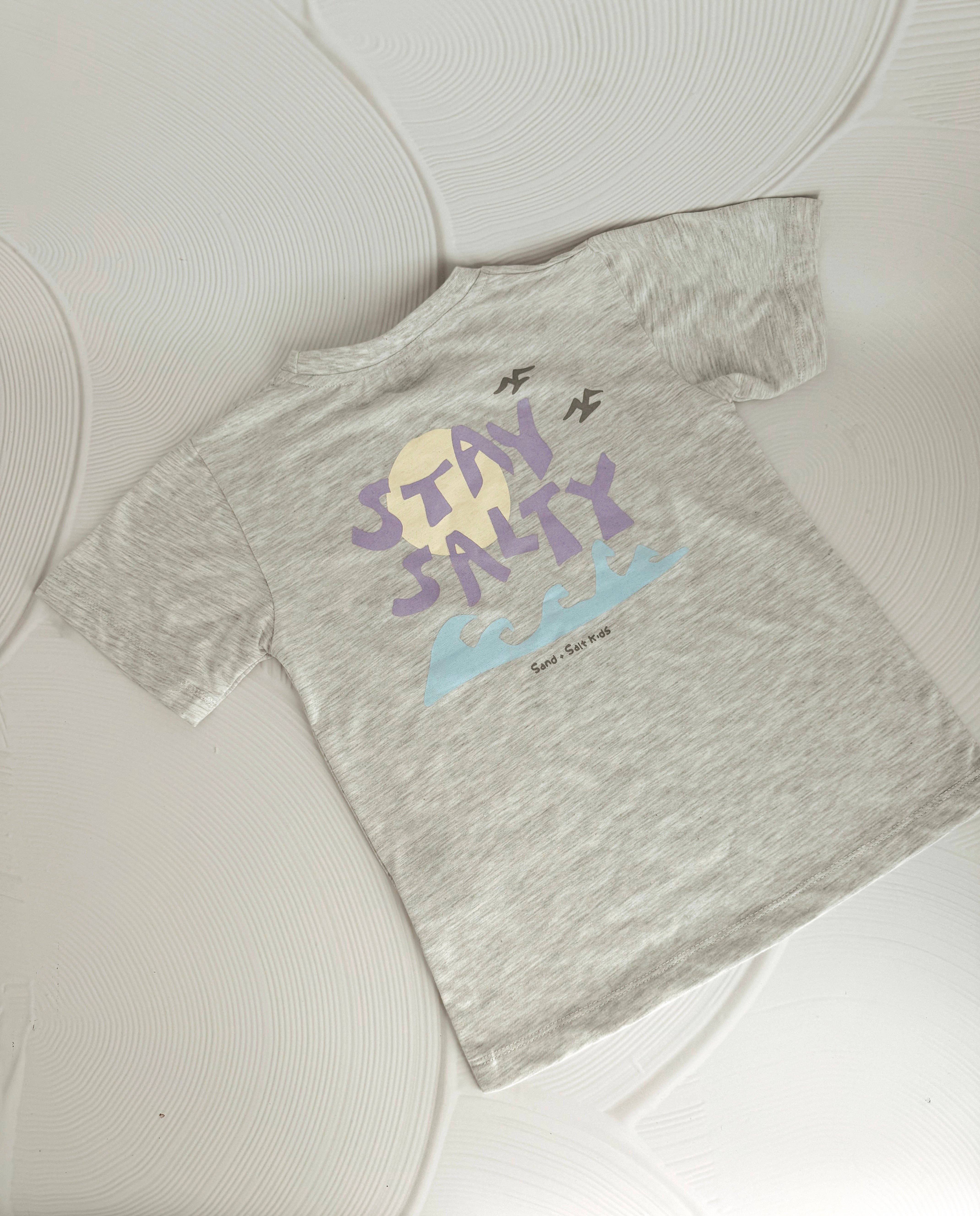 SAND N SALT KIDS - Wholesale Screen Printed T-Shirt - Kids - Stay Salty Tee Kids- Grey Marle2