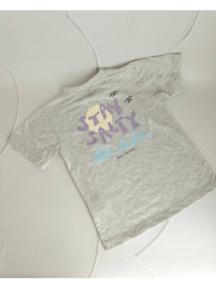 SAND N SALT KIDS - Wholesale Screen Printed T-Shirt - Kids - Stay Salty Tee Kids- Grey Marle2