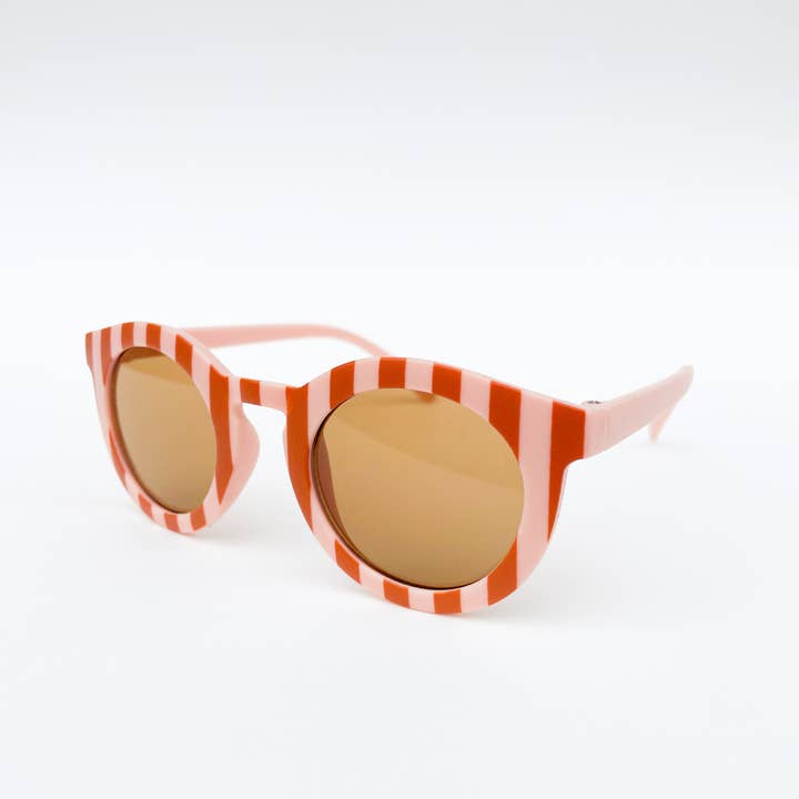 Pip & Co. - Wholesale Sunglasses - Kids - Cabana Blush & Tan Stripe Kids Toddler Sunglasses