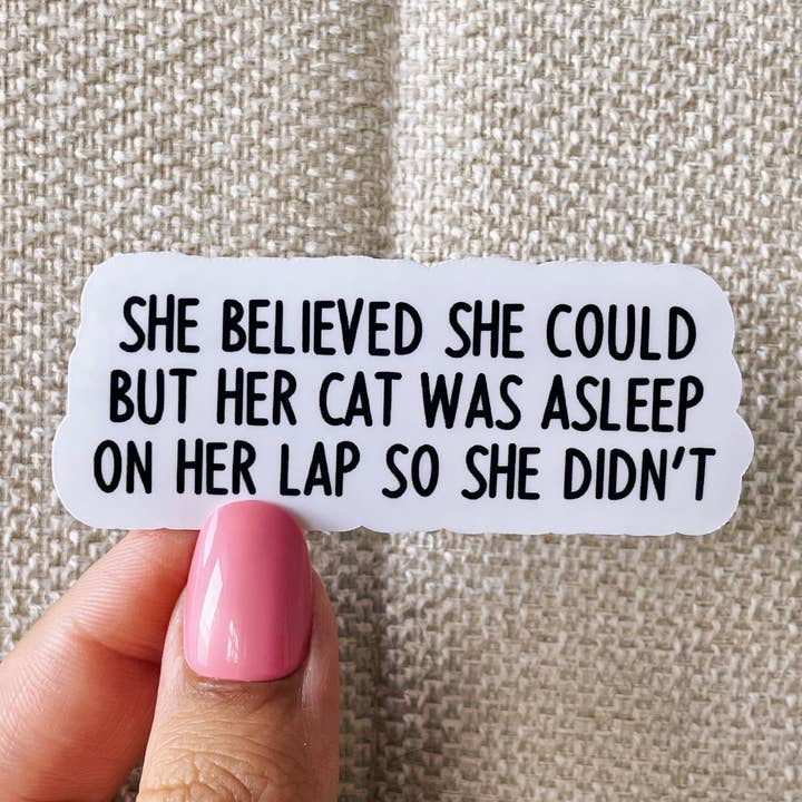 She believed she could but her cat was asleep sticker for wholesale by Kaela Milan Design Co