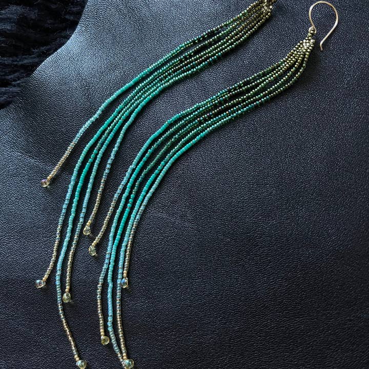 Tiny "Golden Mossy Glow" ~ Delicate Seed Bead Handmade for wholesale by Maui Swan Designs