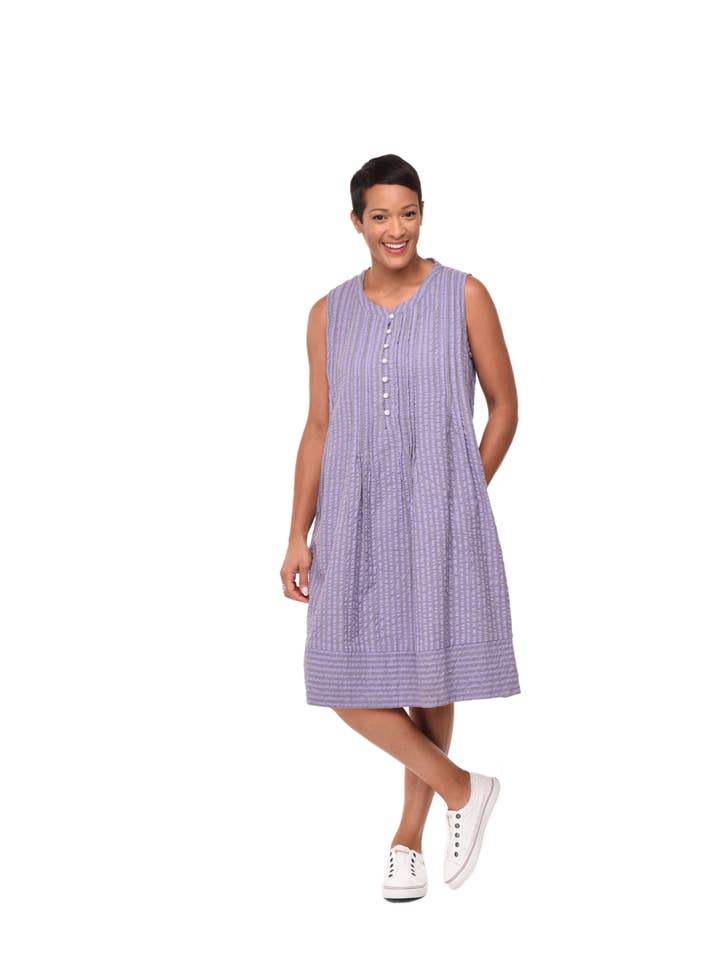 Tulip Clothing - Wholesale Dress - Women's - CV147 Jennings Dress in Sully Seersucker Stripe