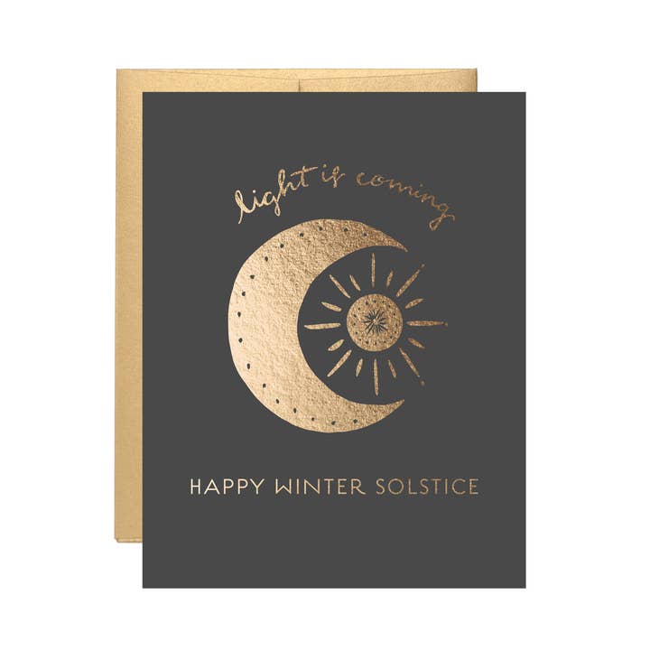 Gold Foil Season's Greetings Card - Winter Solstice for wholesale by Lake Erie Design Co.