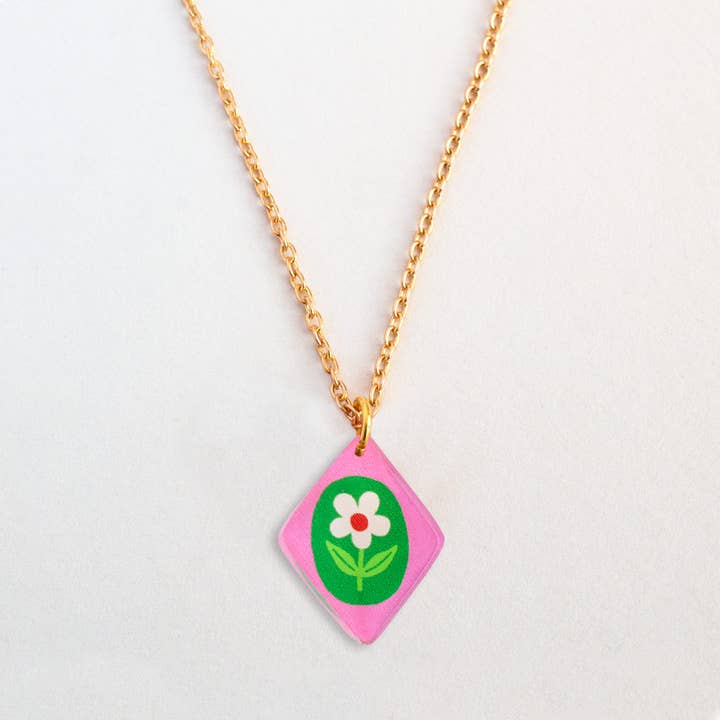 Colliers Pendentifs Floraux Colorés | Cadeau de Bijoux pour la vente par Natalie Lea Owen – Handmade Jewellery & Greeting Cards