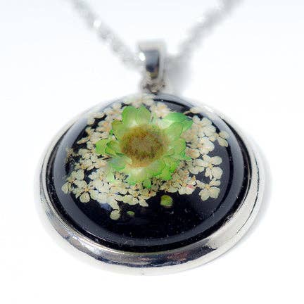 Colar Flor Orb Green por atacado de Hanami Real Flower Jewelry