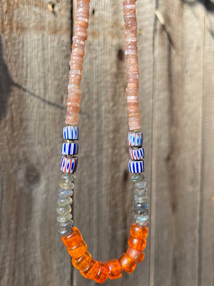 Coral Sunrise Necklace for wholesale by Heather Kahn