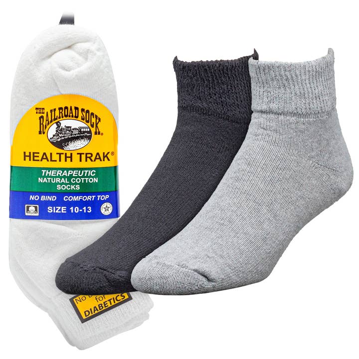 Men's HealthTrak® Therapeutic Quarter Socks (3pr) for wholesale by Railroad Sock llc