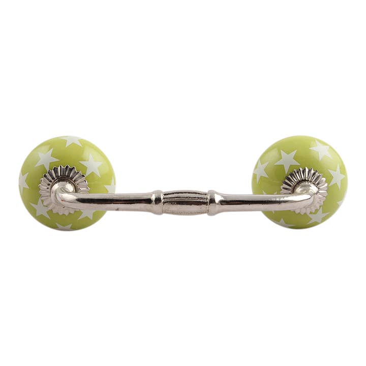 12 st eleganta limegröna keramiska skåphandtag & knoppar för wholesale av Daana Paani LLC