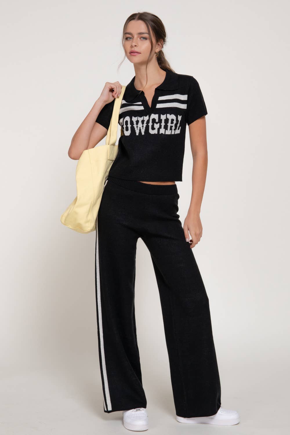 Active Basic | Active USA - Wholesale Pants - Women's - Straight Leg Knit Pants with Contrasting Side Stripes3