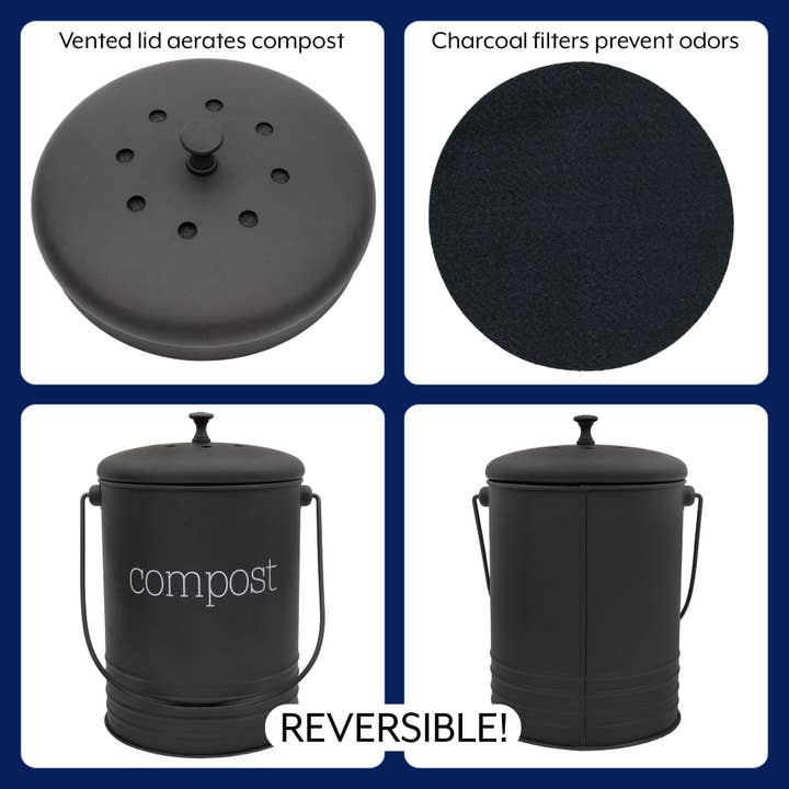 Kurated Korner - Wholesale Kitchen Tool/Gadget - AuldHome Design Enamelware Compost Bin3