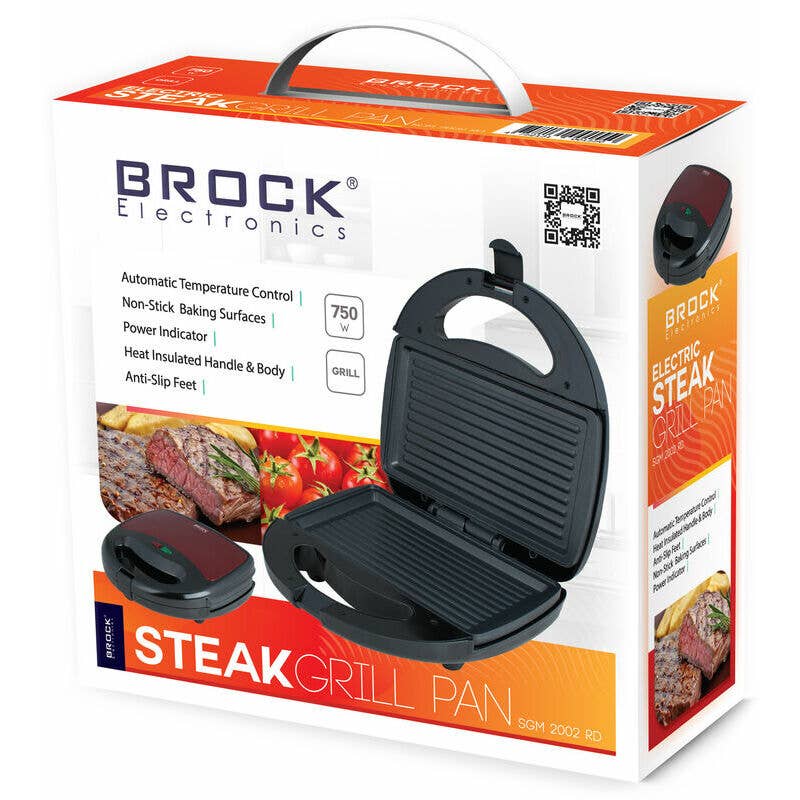 Sland - Wholesale Kitchen Appliance - Electric steak grill pan BROCK SGM 2002 RD, 750W, red2