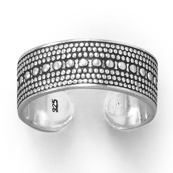 Silver Stars Collection - Wholesale Toe Ring - Oxidized Bead Design Toe Ring0