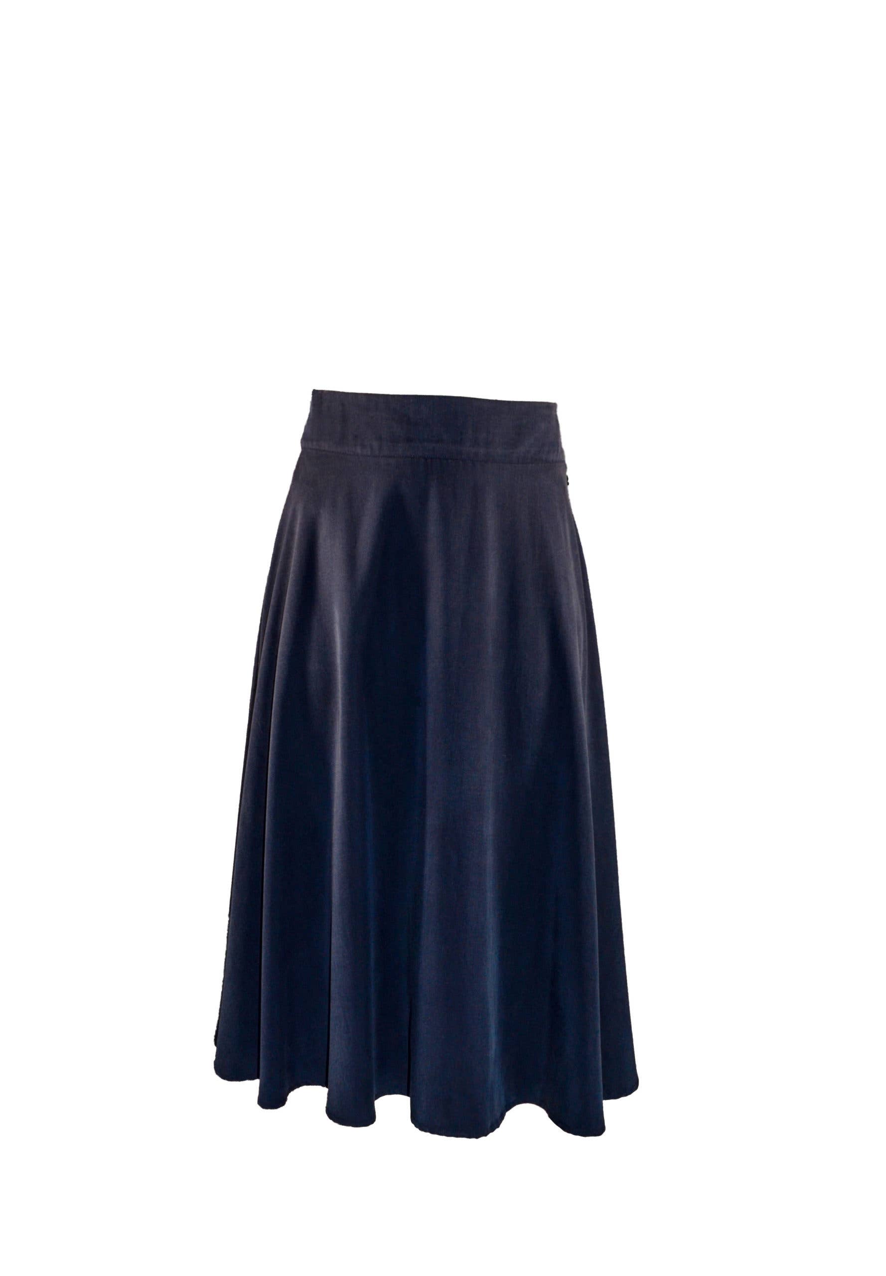 The Maker Collection – Engroshandel Nederdel - Dame – Tencel midi A-formet nederdel i marineblå0