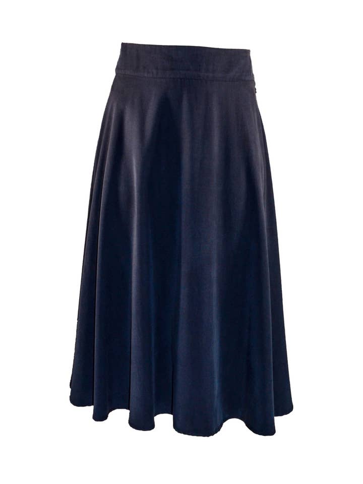 The Maker Collection – Engroshandel Nederdel - Dame – Tencel midi A-formet nederdel i marineblå0