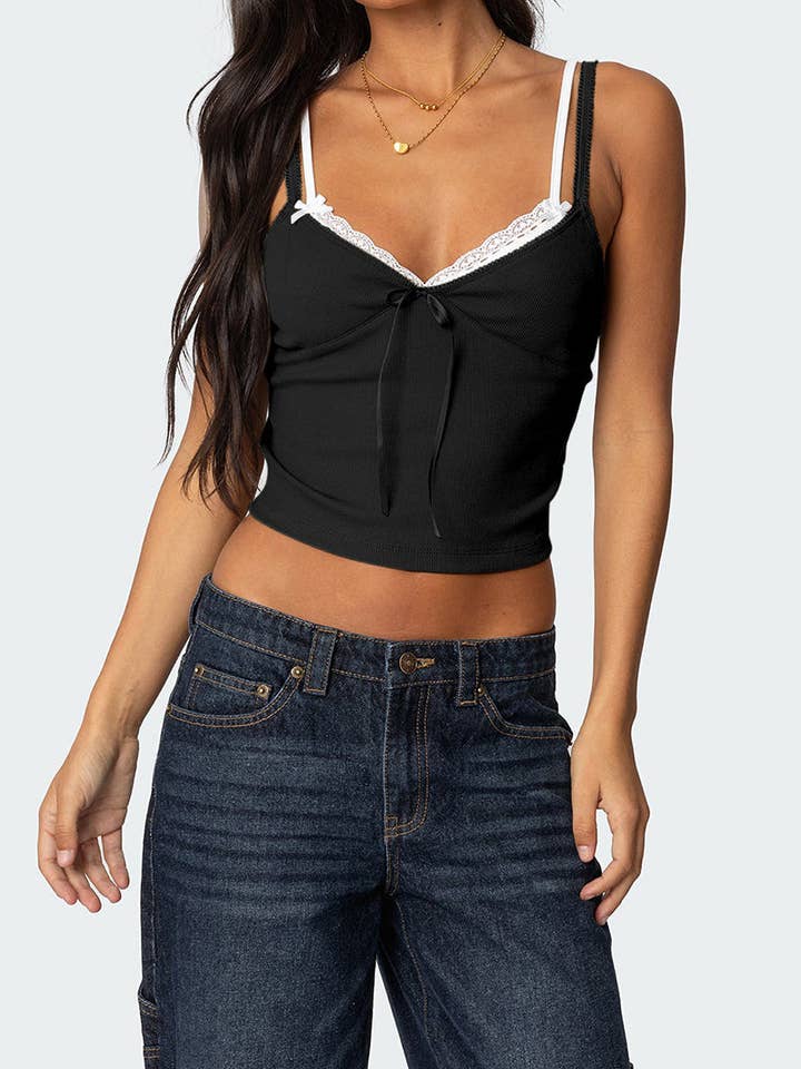 Mccolin - Wholesale Camisole - Women's - Lace-Trim Bow Accent Camisole12