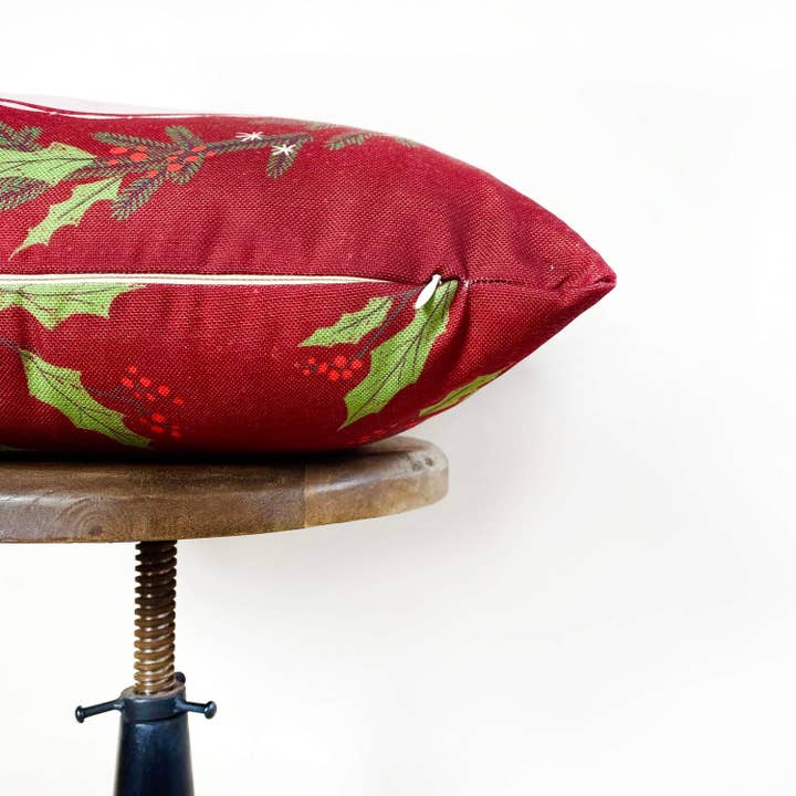 UniikPillows - Wholesale Throw Pillow Cover - Red Happy Holiday Wreath Throw Pillow Cover | Rustic Christmas Decor | Christmas Gift | Home Decor Christmas | Decorative Pillows for Couch7