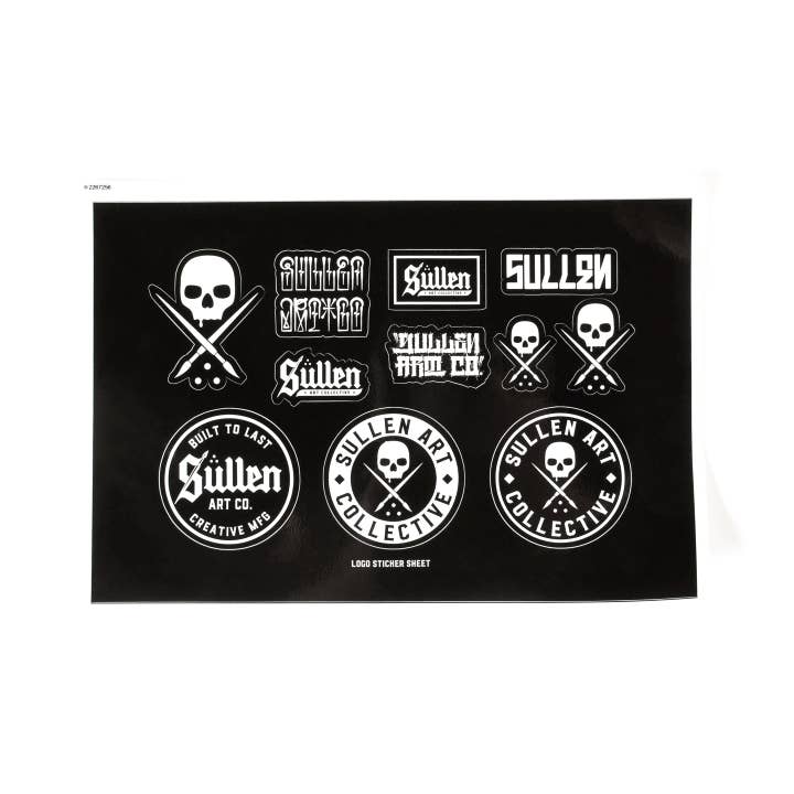 BLACK WHITE Sullen Logo Sticket Sheet for wholesale on Faire1